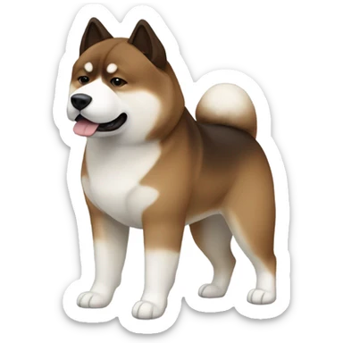Akita American brown and dark brown with white The snout is dark sticker