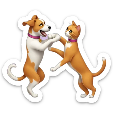 Dog and cat ballroom dancing sticker