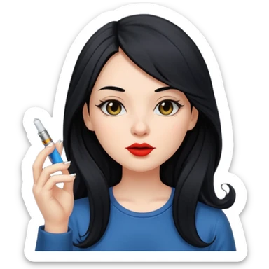 Girl with long black hair smoking cigarette and a vape  sticker