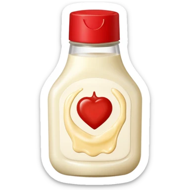 una bustina monoporzione di maionese e una ketchup da 10 ml nella stessa emoji sticker