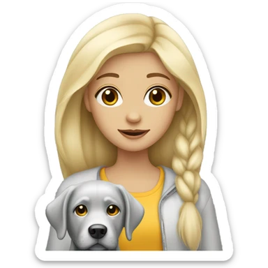 Blonde girl with a silver lab sticker