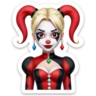Harley Quinn Jester Suit. Black, Red, and White sticker