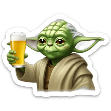 Yoda drink a beer sticker