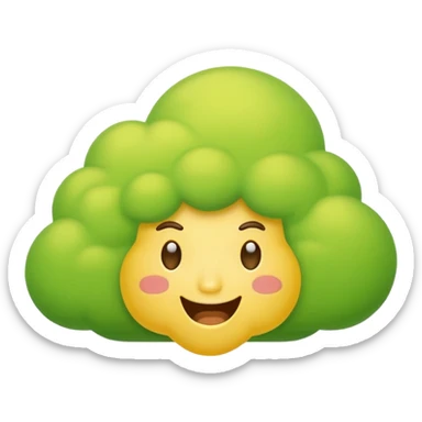 cartoon fart emoji with green cloud and playful expression sticker