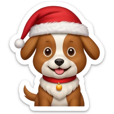 a dog wearing a christmas hat sticker