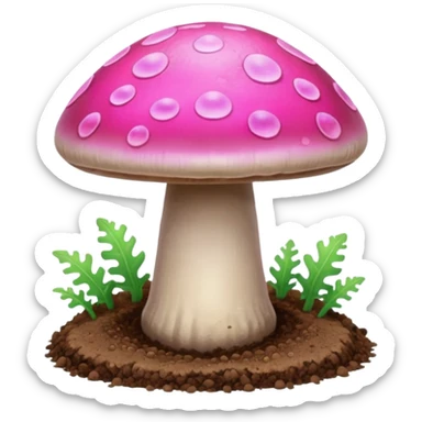 pink glowing magic mushroom with dirt sticker
