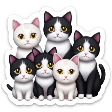 16 black cat&white cats sticker