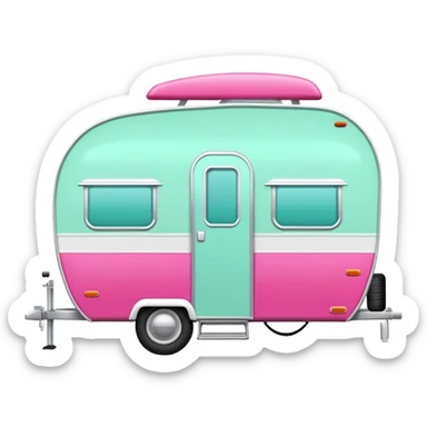 Realistic mint green and hot pink camping travel trailer isolated. sticker