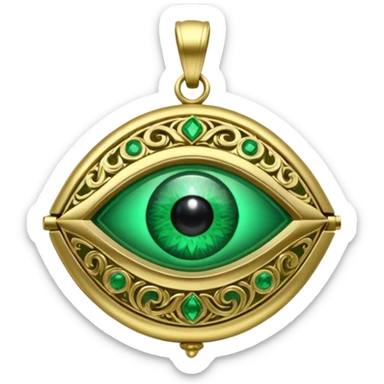 Eye shaped green locket  sticker