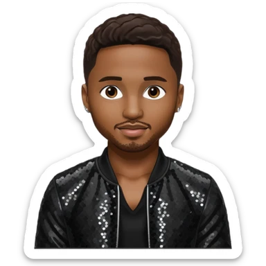 Trey Songz with dark brown hair, black sequin outfit sticker