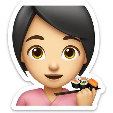 Girl eating sushi sticker