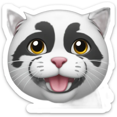 silly black and white cat sticker