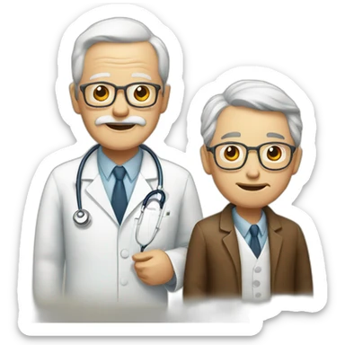 Old man with doctor sticker