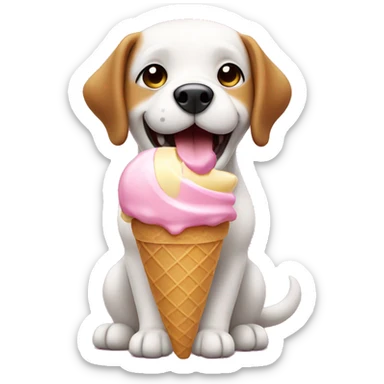 Cute kawaii dog eating ice cream sticker