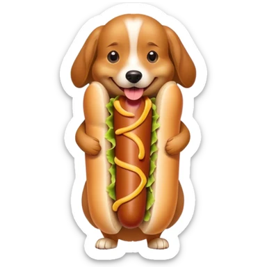 A dog with a hot dog body sticker