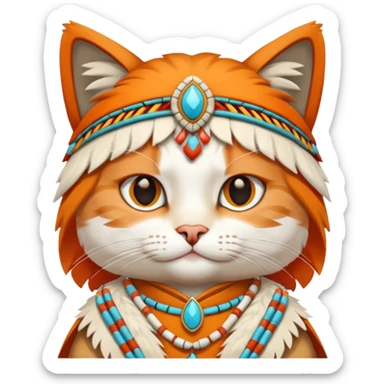 Cat in a Native American costume sticker