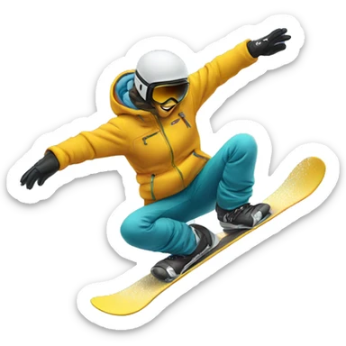 A snowboarder, doing tail grab in the sky sticker
