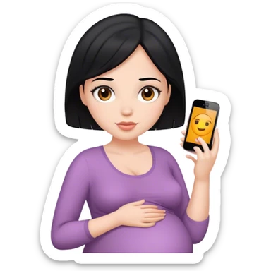 Pregnant white woman with brown eyes and black hair sticker