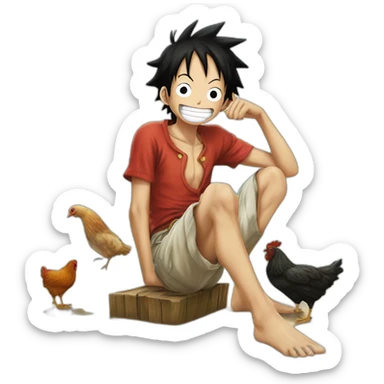Luffy qui mange une cuisse de poulet sticker