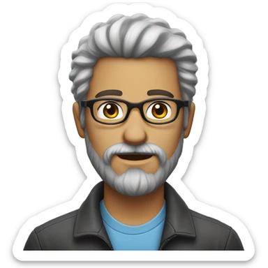 HOMEM BRANCO DE OCULOS E BARBA COM O CABELO BAIXO sticker