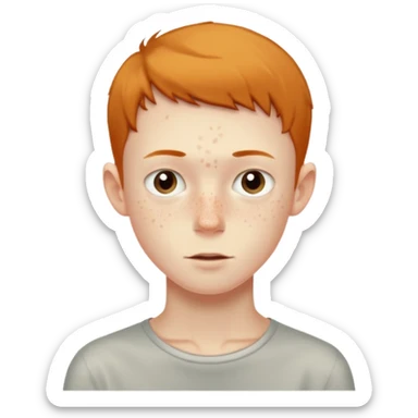 a skinny pale boy with very short thin hair and a bit of freckles sticker
