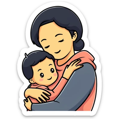Mother hugging a child sticker