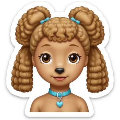 Mini poodle with Asia ponytail hair girl say goodbye sticker