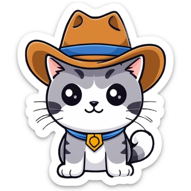 Cat with cowboy hat sticker