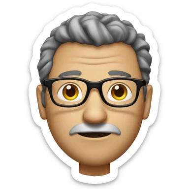 middle aged mad with glasses receding hairline and stubble sticker