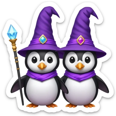 Creo uno de un pingüino mago con 2 cabezas sticker