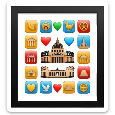Rome theme, iconic symbols, vibrant colors, emoji style sticker
