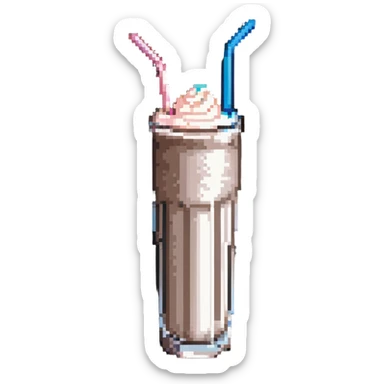 milkshake in a tall glass with a straw sticker
