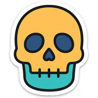 colored skeleton head icon sticker