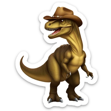 tyrannosaurus rex with a cowboy hat sticker