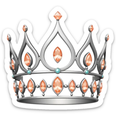 silver feminine crown with peach colored stones sticker