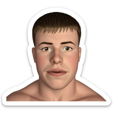 thoughtful boy with a clock sticker