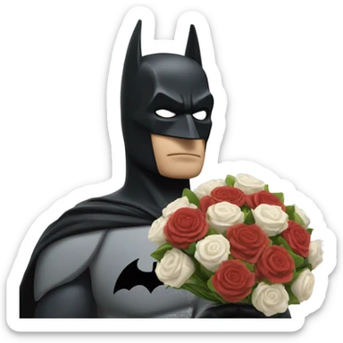 Batman holding a Bouquet in front of the sky sticker