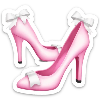 Pink high heels with white ribbons on them sticker