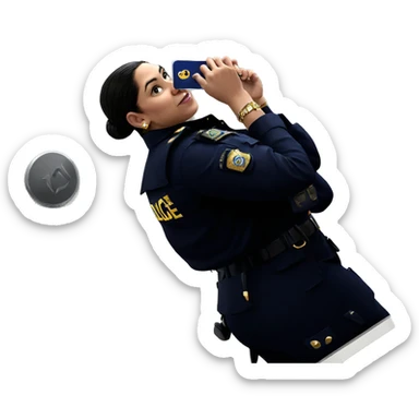 girl in police uniform with jewelry sticker