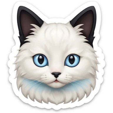 white cat with black fur on ears and little bits and parts of beige with baby blue eyes sticker