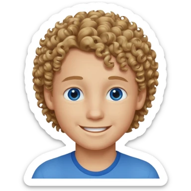 Boy with curly dark blonde hair and blue eyes  sticker