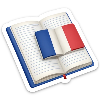open notebook with French flag on the page sticker