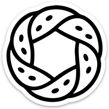 a simit, Turkish sesame bagel, minimal flat icon style, simple lines, few sesame dots sticker