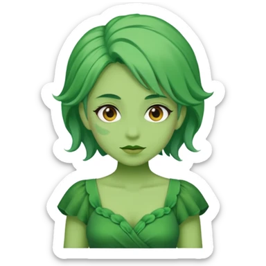 green dress old character, green hair. sticker