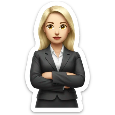 Russian woman full length in suit photorealistic serious sticker