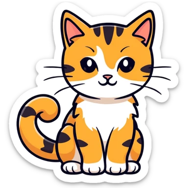 Predominantly white kitten with ginger and black patches that are spaced out like splats  sticker