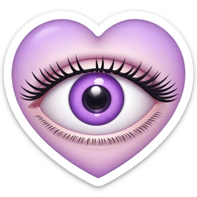 One eye with eyelashes inside light Purple Heart sticker