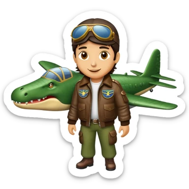 Crocodile pilot flying a bomber plane sticker