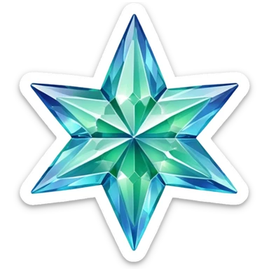 crystal star with green-blue hues sticker