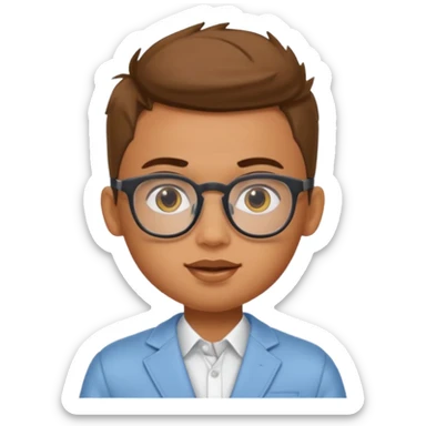 generate a pretty bratz boy with spectacles on, slightly healthy, tan sticker